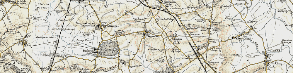 Old map of Keyworth in 1902-1903