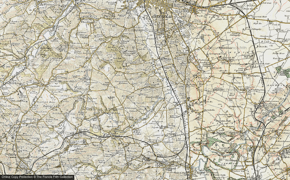 Old Map of Historic Map covering Old Ravensworth in 1901-1904