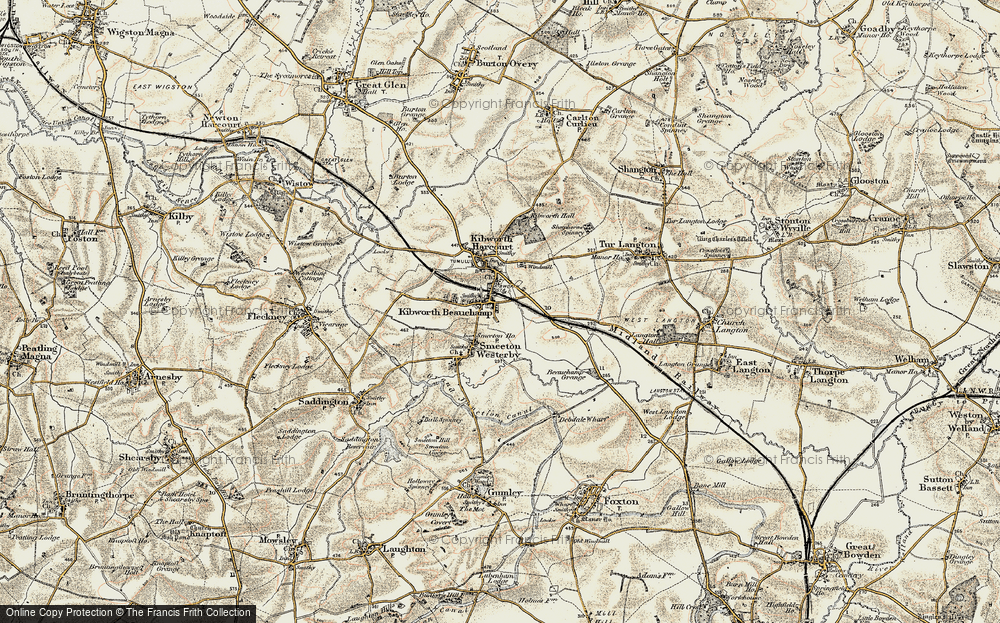Old Map of Historic Map covering Beauchamp Grange in 1901-1902
