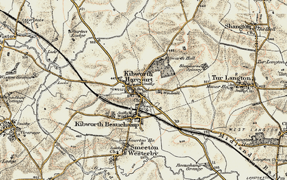 Old map of Kibworth Harcourt in 1901-1903
