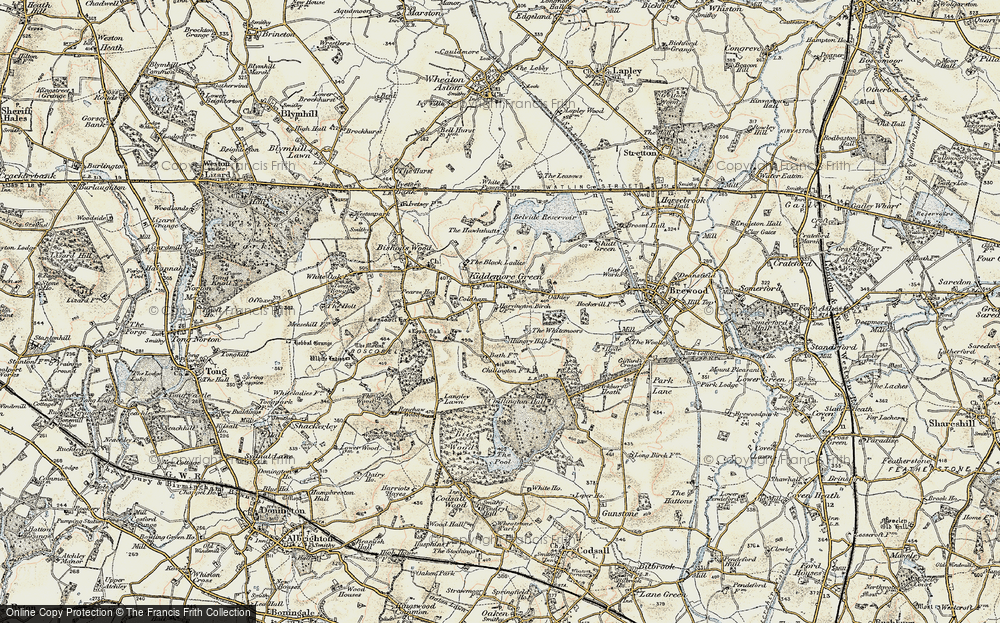 Old Map of Kiddemore Green, 1902 in 1902