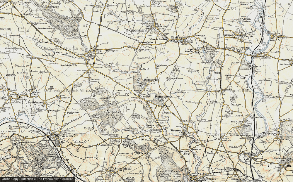 Old Map of Kiddington, 1898-1899 in 1898-1899