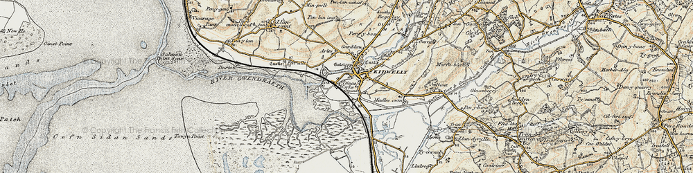 Old map of Kidwelly in 1901