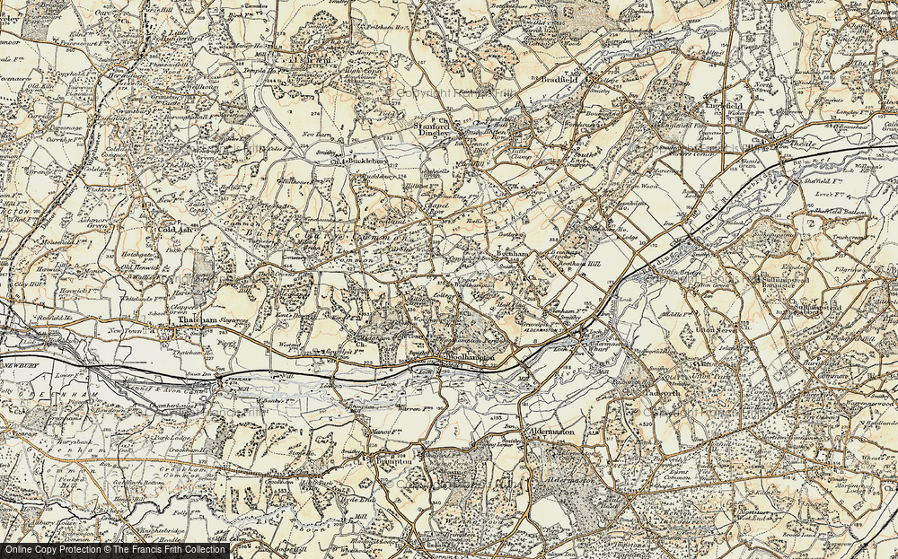 Old Map of Historic Map covering Bucklebury Place in 1897-1900