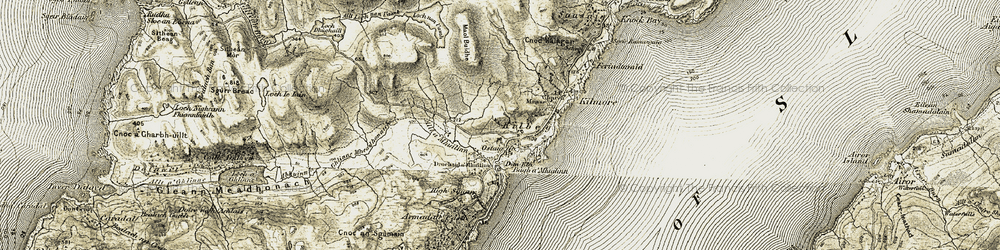 Old map of Bàgh a' Mhuilinn in 1906-1908