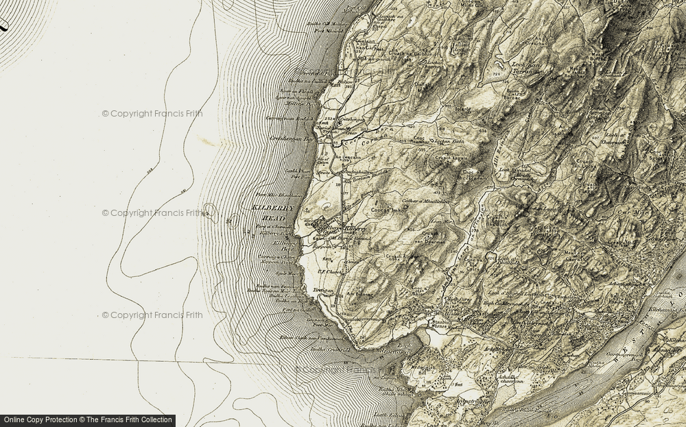 Old Map of Historic Map covering Abhainn Learg an Uinnsinn in 1905-1907