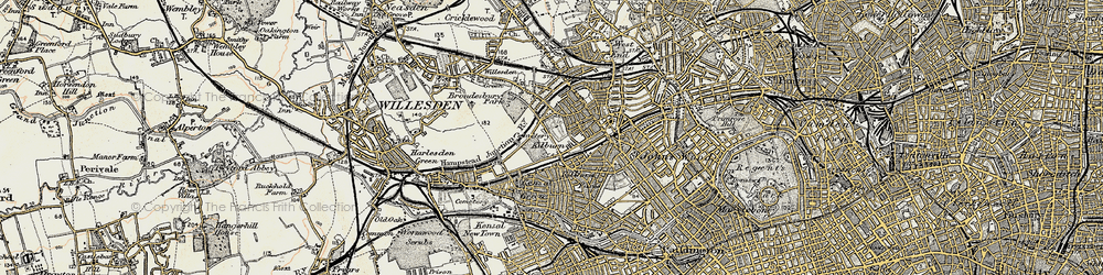 Old map of Kilburn in 1897-1909
