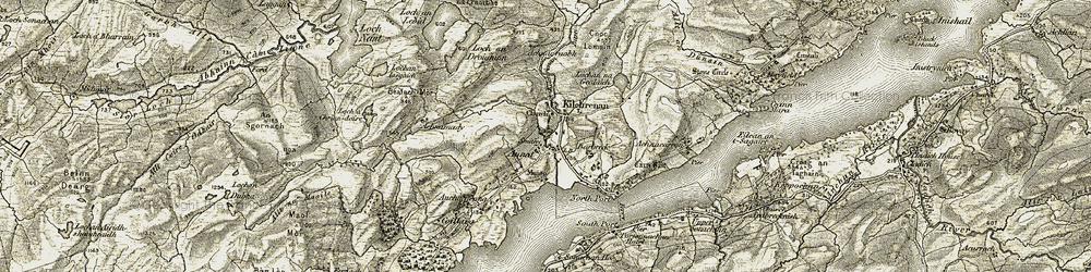 Old map of Kilchrenan in 1906-1907