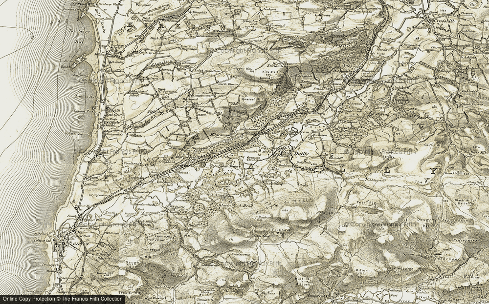 Old Map of Historic Map covering Bargany Mains in 1905