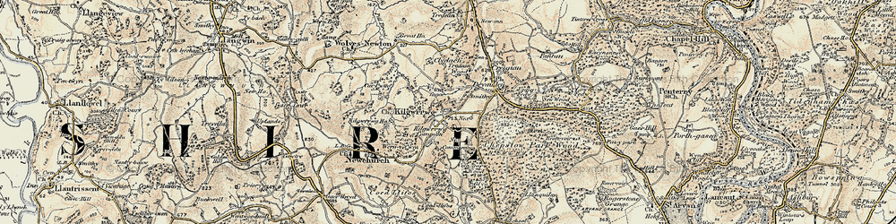 Old map of Kilgwrrwg Common in 1899-1900