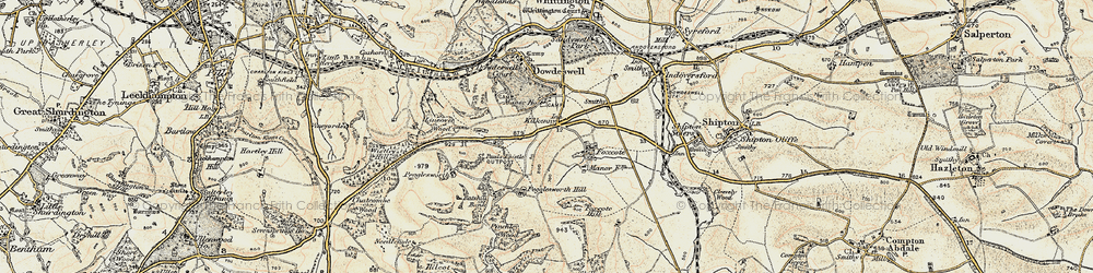 Old map of Lineover Wood in 1898-1900