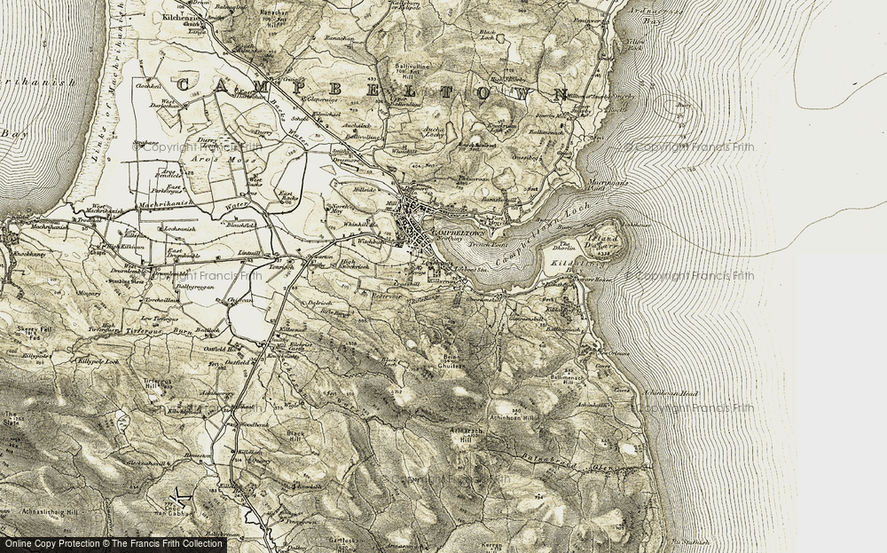 Old Map of Historic Map covering Beinn Ghuilean in 1905-1906