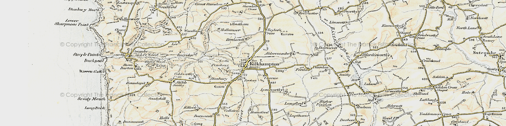 Old map of Barnacott in 1900
