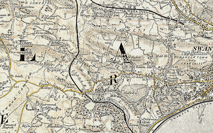 Old map of Killay in 1900-1901