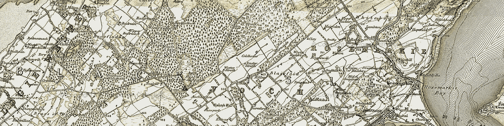 Old map of Bog of Shannon Wood in 1911-1912