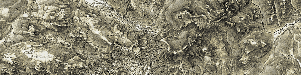 Old map of Killiecrankie in 1907-1908