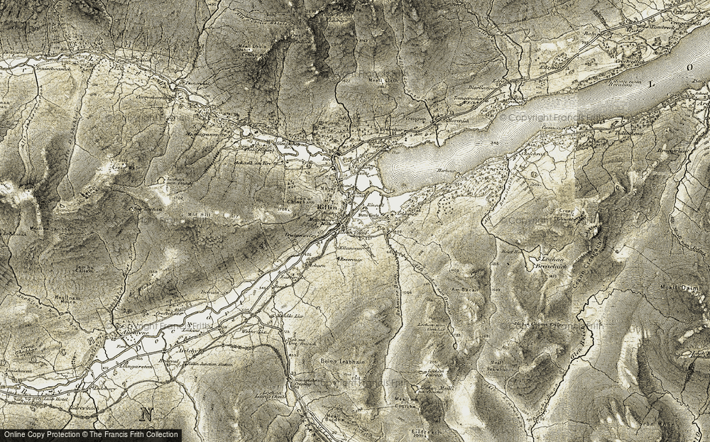 Old Map of Historic Map covering Achmore Burn in 1906-1907