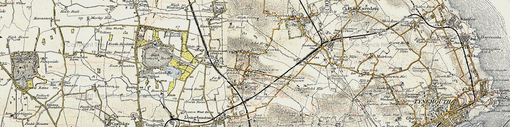 Old map of Killingworth Village in 1901-1903