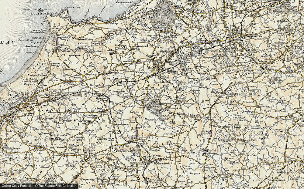 Old Map of Historic Map covering Pendarves in 1900