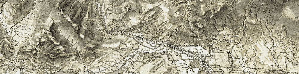 Old map of Pass of Leny in 1906-1907