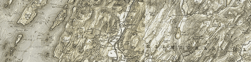 Old map of Kilmartin in 1906-1907