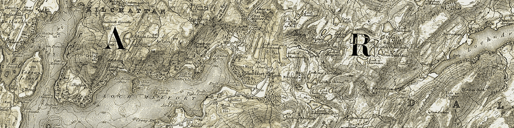 Old map of Kilmelford in 1906-1907