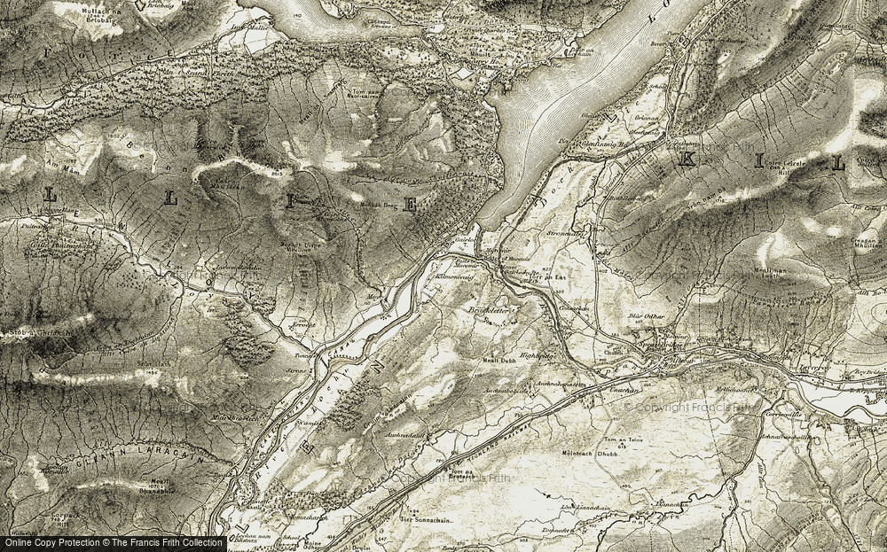 Old Map of Historic Map covering Bridge of Mucomir in 1906-1908