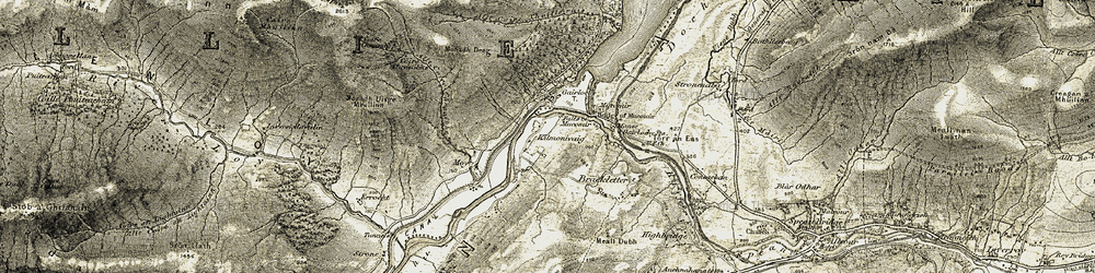 Old map of Kilmonivaig in 1906-1908