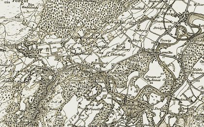 Old map of Broallan in 1908-1912