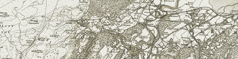 Old map of Kilmorack in 1908-1912