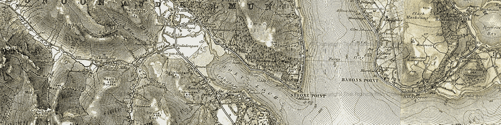 Old map of Kilmun in 1905-1907