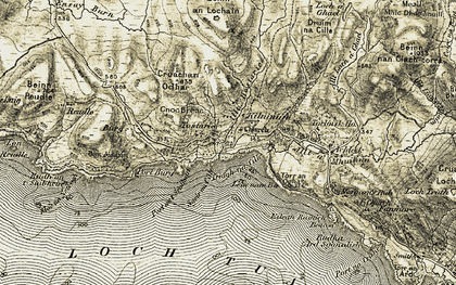 Old map of Allt Hostarie in 1906-1908