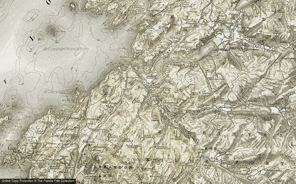 Old Map of Historic Map covering Ardentallen Point in 1906-1907