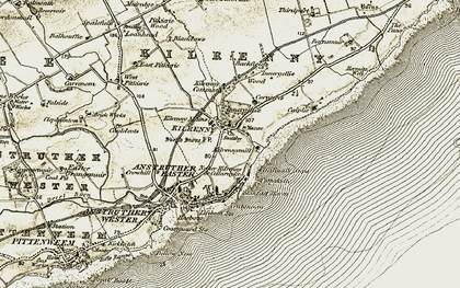 Old map of West Pitcorthie in 1903-1908