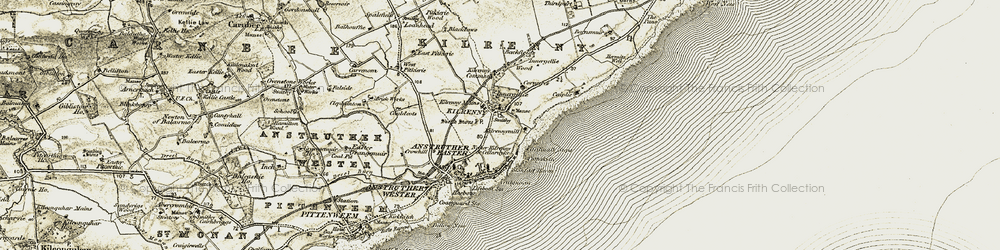 Old map of West Pitcorthie in 1903-1908
