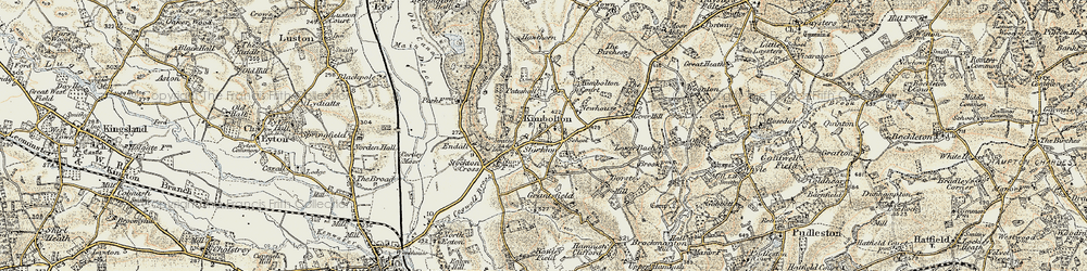 Old map of Kimbolton in 1899-1902
