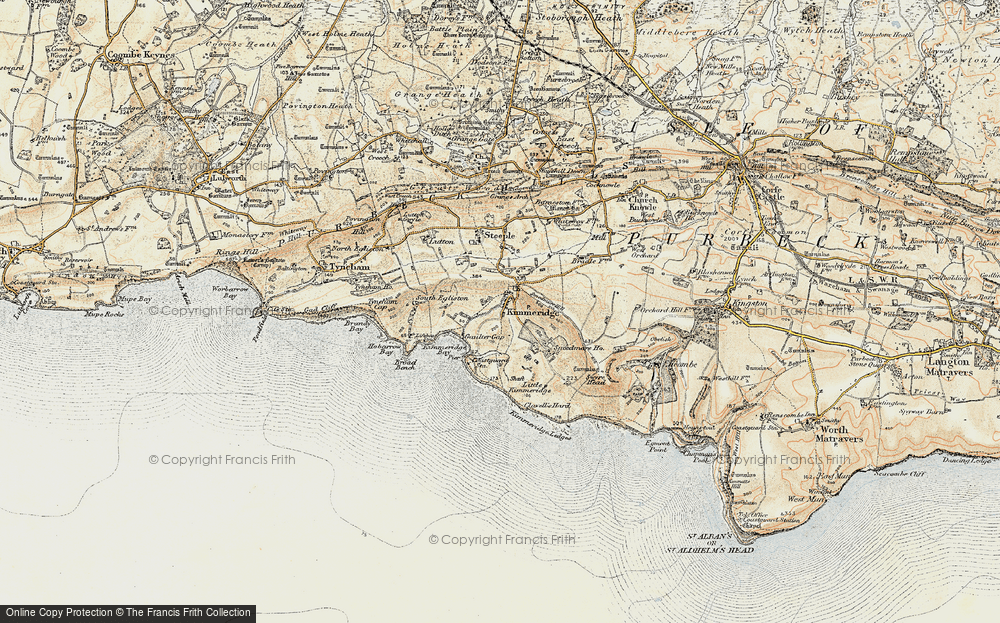 Old Map of Historic Map covering Broad Bench in 1899-1909
