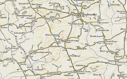 Old map of Wrangworthy in 1900