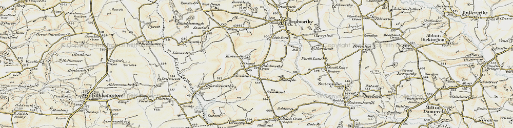 Old map of Wrangworthy in 1900