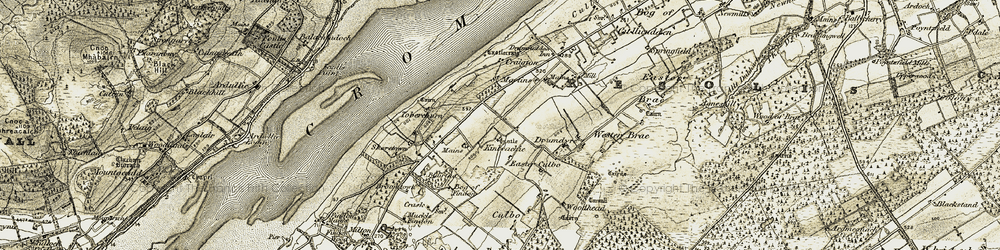 Old map of Bog of Findon in 1911-1912