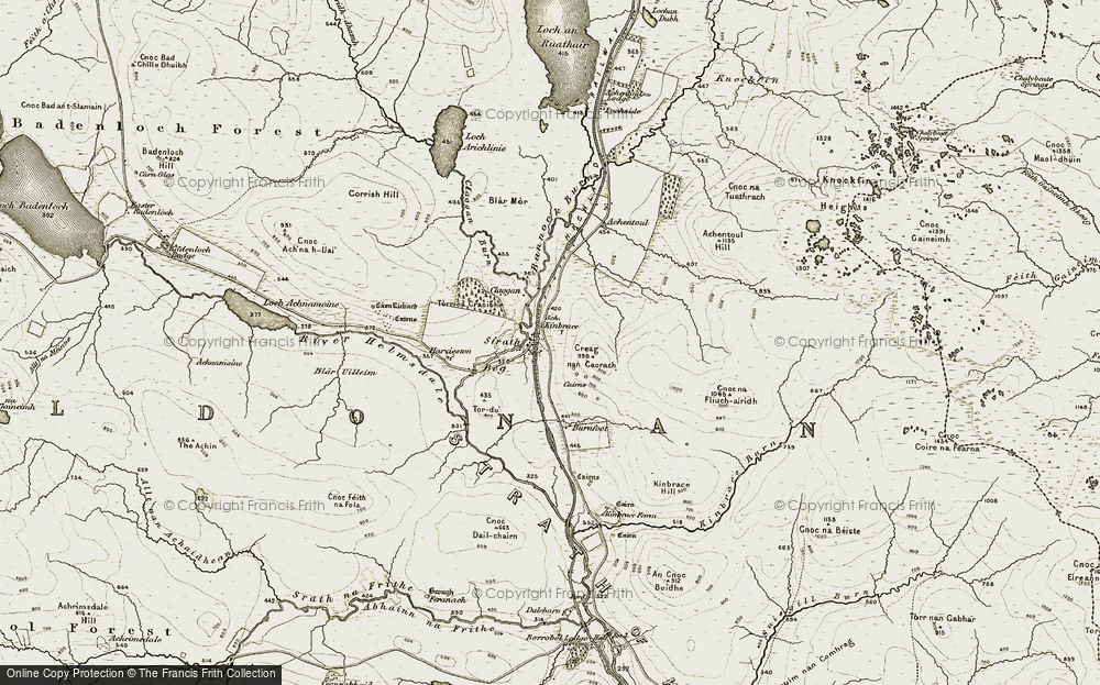 Old Map of Historic Map covering Blàr Mòr in 1910-1911