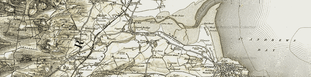 Old map of Kincaple in 1906-1908