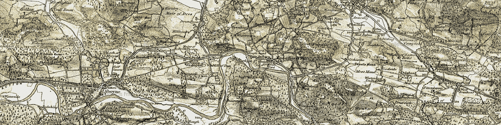 Old map of Tillydrine in 1908-1909