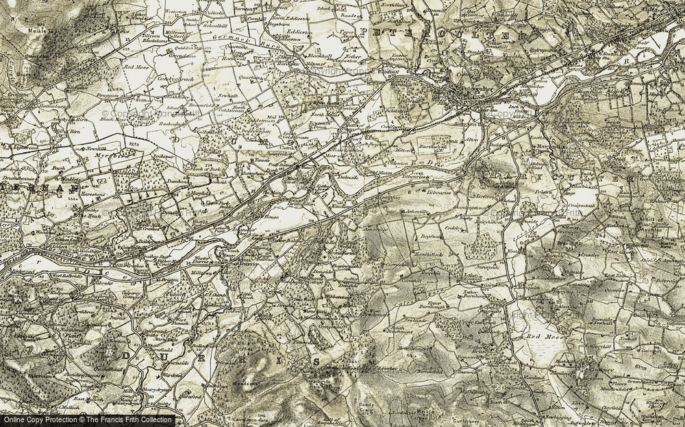 Old Map of Historic Map covering Bents in 1908-1909
