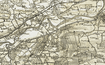 Old map of Kincluny in 1908-1909