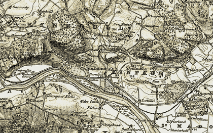 Old map of Kinfauns in 1906-1908
