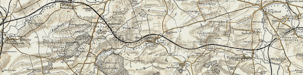 Old map of King's Cliffe in 1901-1903