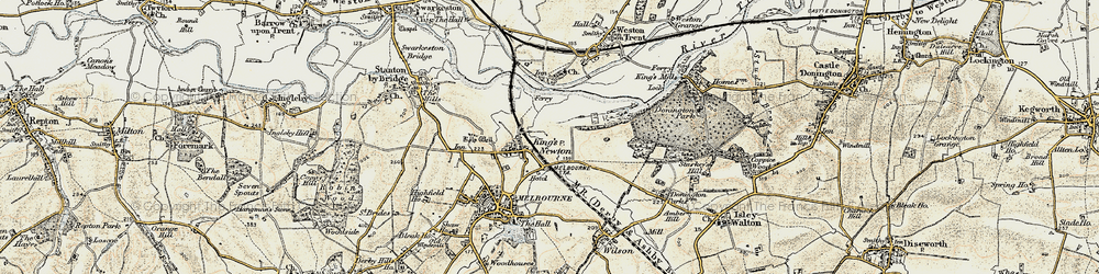 Old map of King's Newton in 1902-1903