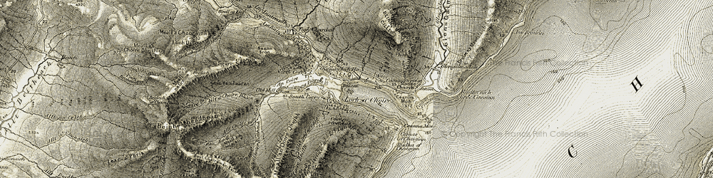 Old map of Abhainn na Coinnich in 1906-1908