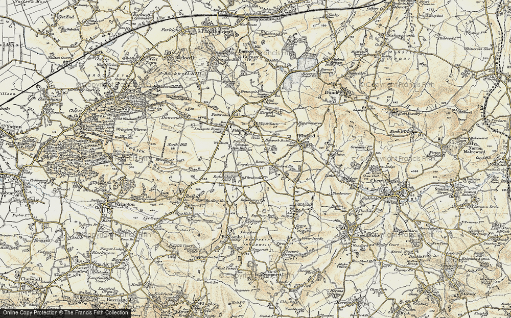 Old Map of Historic Map covering Butcombe Court in 1899